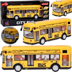 Gelber Stadtbus mit Lichtern, Sounds und öffnenden Türen