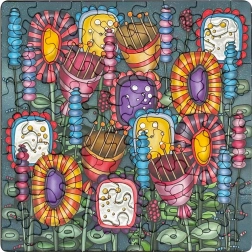Quadratisches Puzzle CURIOSI Q Silver – bunte Blumen, 72 Teile