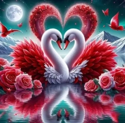 Diamantmalerei Verliebte Schwäne 30 × 40 cm