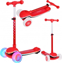 Kinder-Dreirad-Balance-Scooter mit LED-Beleuchtung und Musik – Rot