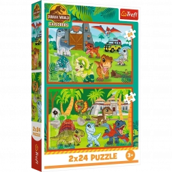Puzzle 2x24 Kleine Dinosaurier Universal Jurassic World Trefl