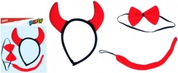 Teufels-Karneval-Set für Kinder – Haarreif mit Hörnern, Schwanz und Fliege
