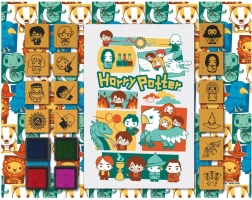 Lustige Stempel mit Block HARRY POTTER – Schaumstoff-Set mit 14 Stempeln und 4 farbigen Stempelkissen
