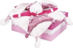 Doudou Geschenkset mit rosa Plüschhäschen Kuscheltuch