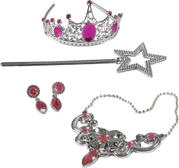 Rosa Prinzessinnen-Set mit Krone, Zauberstab und Schmuck