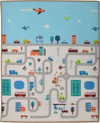 Humbi beidseitige Schaum-Spielmatte für Kinder Straßen und Tiere 150 × 180 × 2 cm