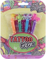 Metallic-Gel-Tattoo-Stifte mit Schablonen, Set mit 4 Stück