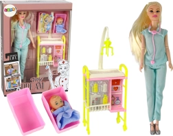 Ärztliche Puppe mit langen Haaren und Zubehör