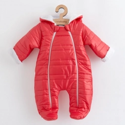 Winter-Baby-Overall mit Kapuze und Öhrchen NEW BABY Pumi Red Raspberry