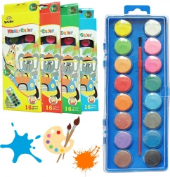 Schul-Aquarellfarben 16 Farben mit Pinsel