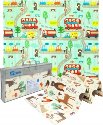 Humbi beidseitige faltbare XPE-Schaum-Spielmatte 200 × 180 × 1 cm Wald und Straßen