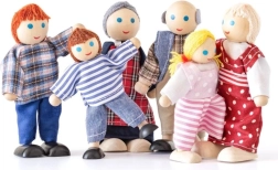 Holzpuppen-Familie mit 6 Personen