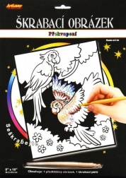 Kratzbild mit Überraschung Zwei Papageien 20x25 cm