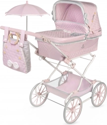Klapbarer Puppenwagen mit Babywanne und Sonnenschirm Sophie 90 cm