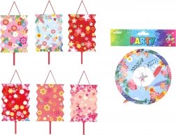 Lampion Zylinder 16 cm mit Blumenmuster