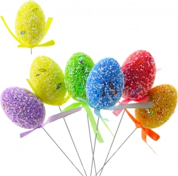 Ostereier am Stab mit Schleifchen, buntes Set 6 Stk.