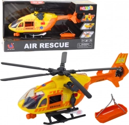 Rettungshubschrauber mit Haken und Trage, Licht & Sound, orange 1:12