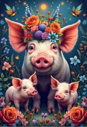 Puzzle Schweinefamilie auf Spaziergang 1000 Teile