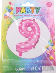 Aufblasbarer Ballon Zahl 9 rosa mit Herzen