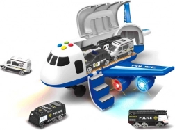 Polizeiflugzeug mit Ladefläche und 3 Autos