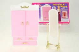 Kleider-Schrank und Spiegel für Puppen Glorie