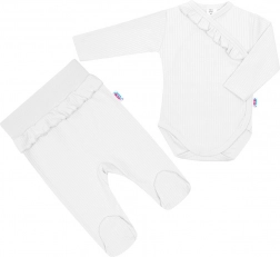 2-teiliges Babyset NEW BABY Stripes – weiß, Body aus Baumwolle und Fußhöschen