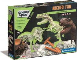 Clementoni Science & Play ArcheoFun: T‑Rex und Triceratops – Ausgrabungsset mit leuchtenden Skeletten