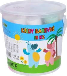 Bunte Gehwegkreiden im Eimer, 15 Stk.