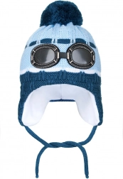 Winter-Kinder-Mütze NEW BABY mit Brille, grau