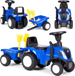 Laufrad-Traktor mit Anhänger für Kinder, interaktives Lenkrad und Sounds NEW HOLLAND – Blau
