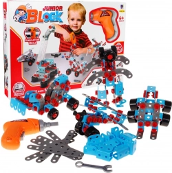 Bausatz für Kinder 6+ mit elektrischem Schraubendreher und Werkzeug - 10 Modelle zum Zusammenbauen