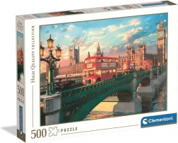 Puzzle 500 Teile CLEMENTONI – Westminster Bridge, Big Ben und roter Bus