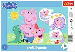 Puzzle Peppa Wutz 15 Teile auf Unterlage