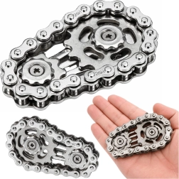 Antistress-Fidget-Spinner Kette aus Edelstahl, silberfarben
