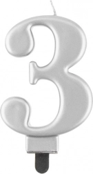 Kerze in Zahlenform in Silber