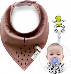 Braunes Kinderhalstuch/Babysabbertuch mit Schnullerhalter