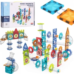 Magnetisches 3D-Bauset mit Murmelbahn, 113 Teile