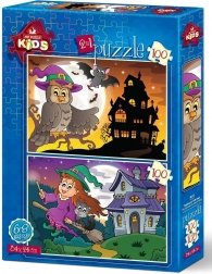 Puzzle Eule und Hexe 2×100 Teile