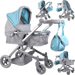 Multifunktionaler Puppenwagen 4-in-1 mit Gondel – Türkis