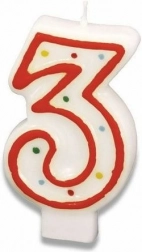 Geburtstagskerze Zahl 3, 7,3 cm