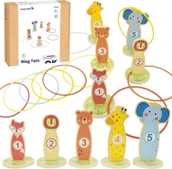 Holz-Wurfspiel mit Ringen TOOKY TOY – Tiere, 15 Teile
