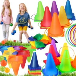 Woopie Garten-Spielset 3-in-1 – Zielwerfen mit Kegeln, Ringen und Säckchen, 30 Teile