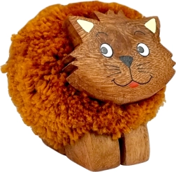 Holzfigur mit Bommel Katze für Kinder