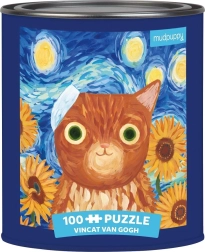 Puzzle Vincent van Gogh künstlerische Katzen 100 Teile in Blechdose
