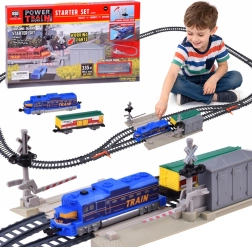 Elektrische Güter-Eisenbahn mit Bahnübergang und Schranken 335 cm