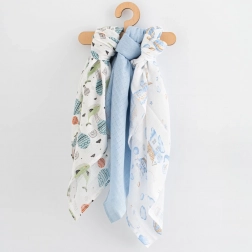 Baumwollwindeln mit Print NEW BABY 70 × 80 cm, 3 Stk – für Jungen