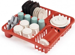 Großes Geschirrset mit Abtropfgestell für Kinder