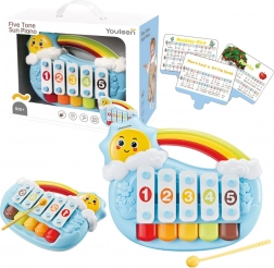 Musikalisches Baby-Klavier Sonnenstrahl, fünf Töne – blau