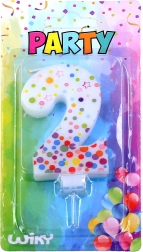 Partykerze Zahl 2 mit Punkten