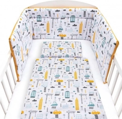 3-teiliges Bettwäscheset für das Kinderbett NEW BABY Stadt senfgelb 90 × 120 cm